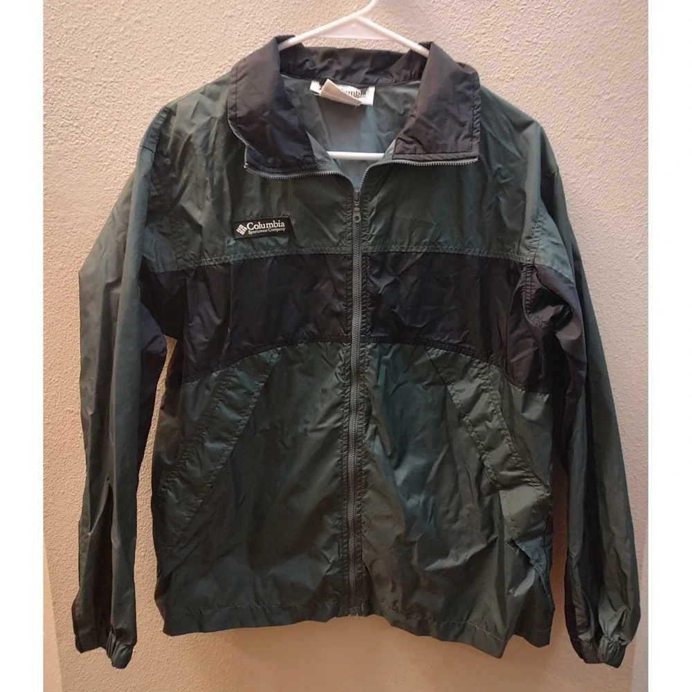 Columbia Sportswear Boys 14/16 Green Windbreaker Jacket Outdoor Hiking Coat B17